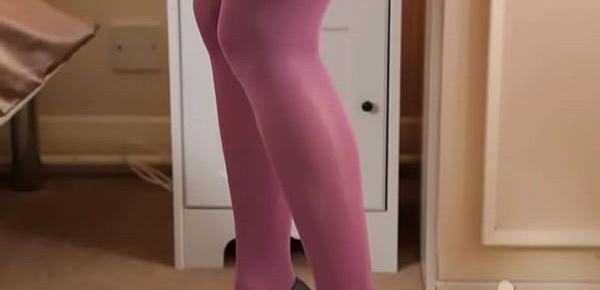  Pink stocking and boobs teasing